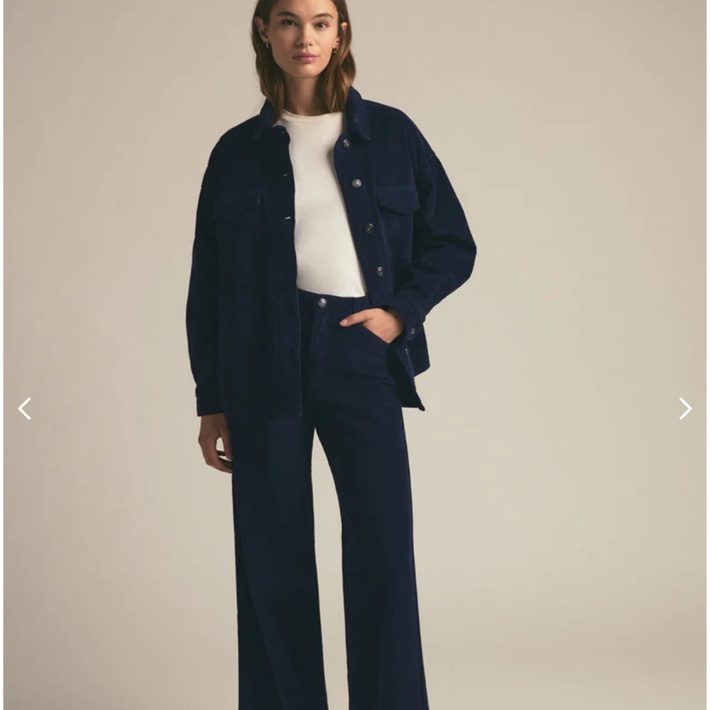 Navy Blue Corduroy Jacket and Pants Set